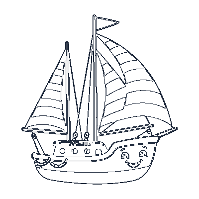 Barquinho a Vela - Line-Art
