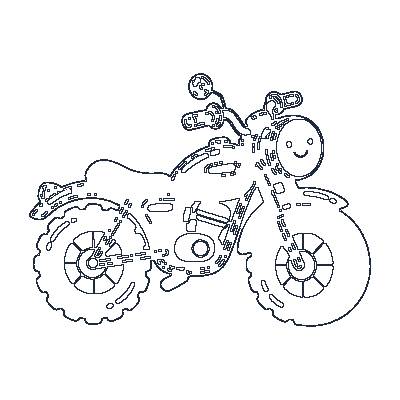 Motocicleta com Capacete - Line-Art