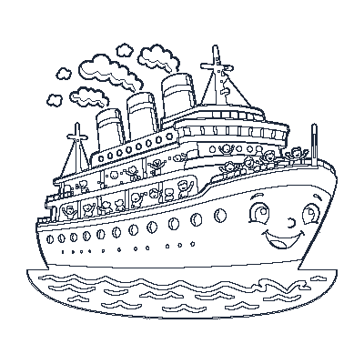 Navio Transatlântico - Line-Art