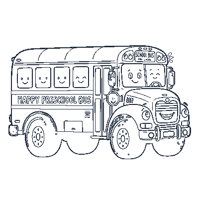 Ônibus Escolar Amarelo - Line-Art